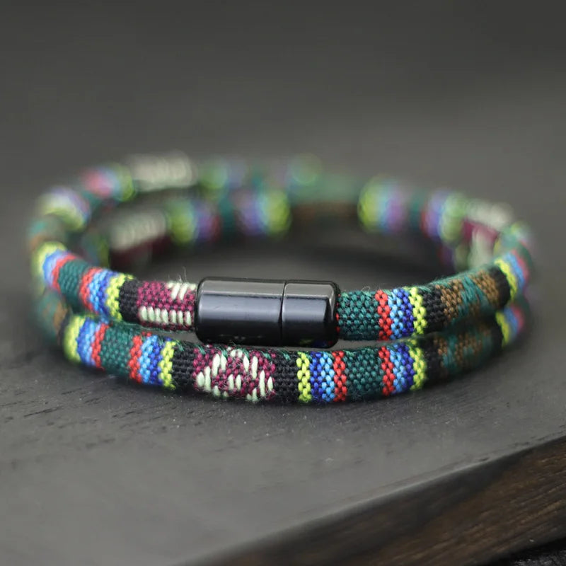 Nieuwe Heren Bohemian Touw Armband Magnetische Survival & Surf Style by Tresora