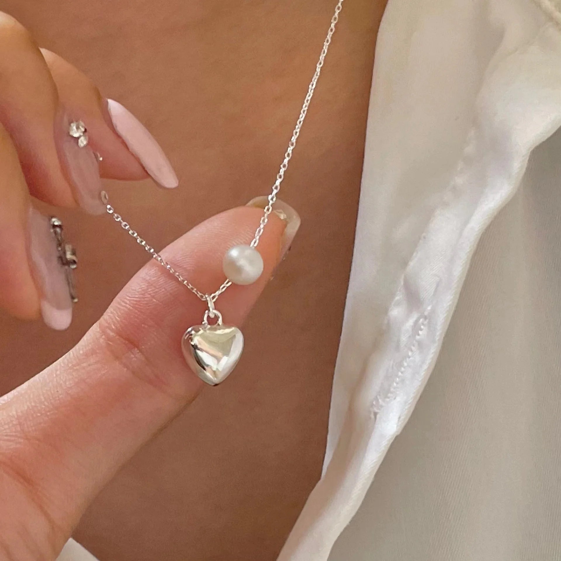 925 Zilver Parel Hanger Ketting Elegante Dunne Ketting voor Dames | Tresora