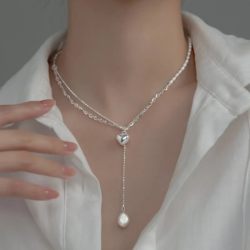 925 Zilver Parel Hanger Ketting Elegante Dunne Ketting voor Dames | Tresora