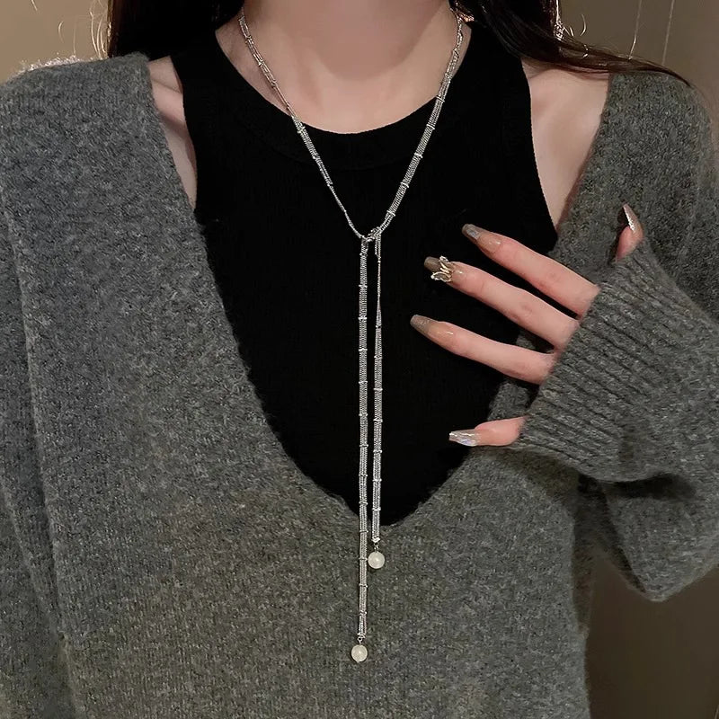 925 Zilver Parel Hanger Ketting Elegante Dunne Ketting voor Dames | Tresora