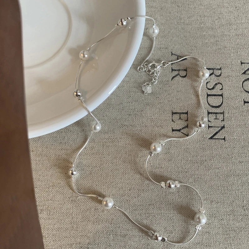 925 Zilver Parel Hanger Ketting Elegante Dunne Ketting voor Dames | Tresora