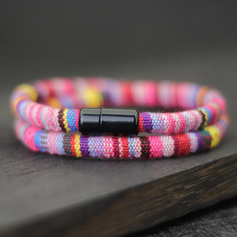 Nieuwe Heren Bohemian Touw Armband Magnetische Survival & Surf Style by Tresora