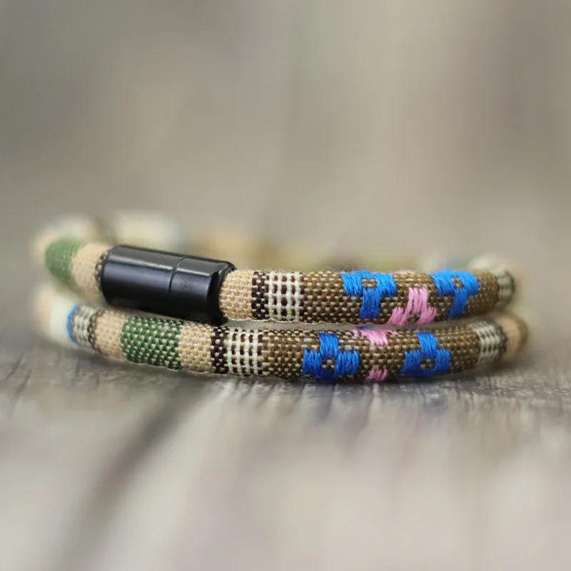 Nieuwe Heren Bohemian Touw Armband Magnetische Survival & Surf Style by Tresora