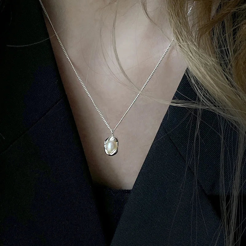 925 Zilver Parel Hanger Ketting Elegante Dunne Ketting voor Dames | Tresora